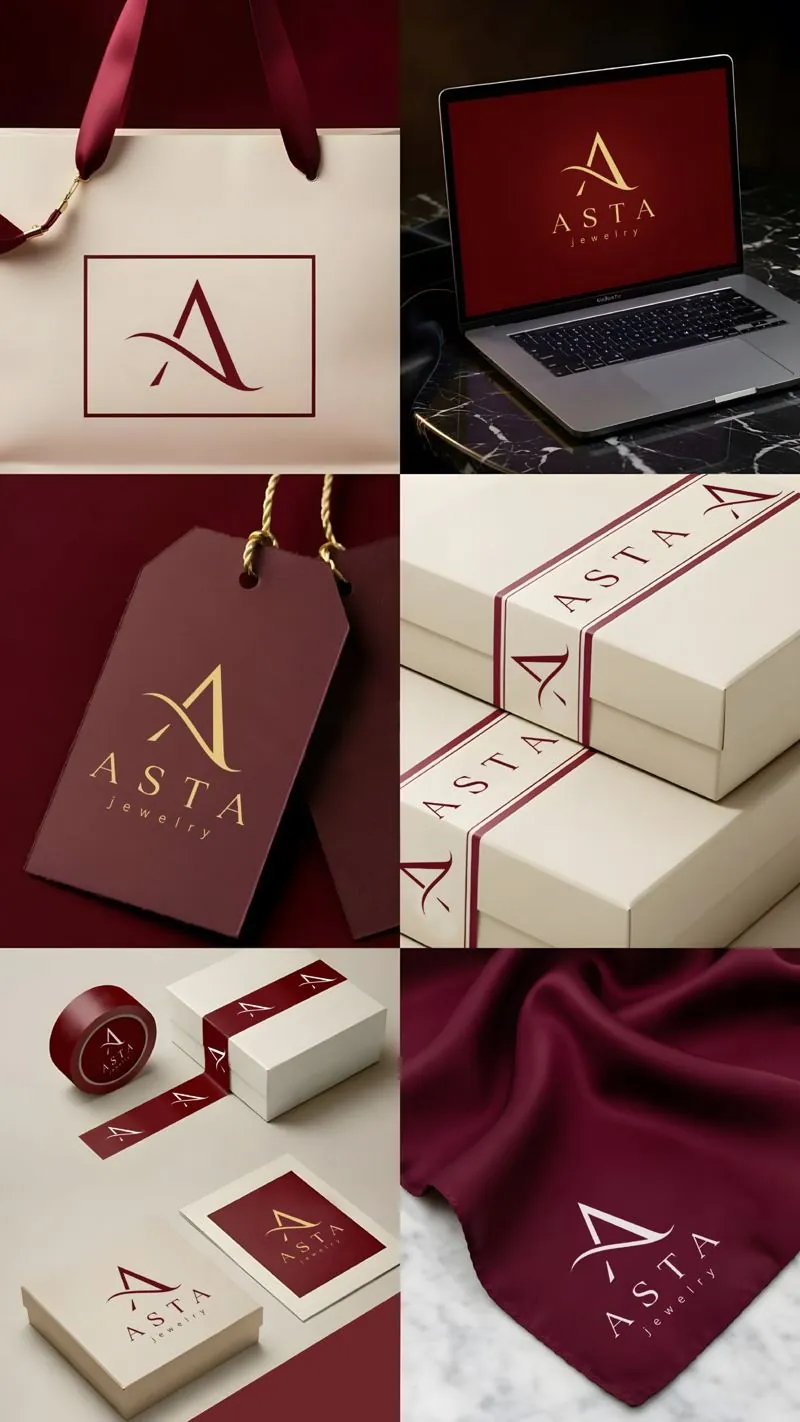 Бордова версія айдентики ASTA jewelry