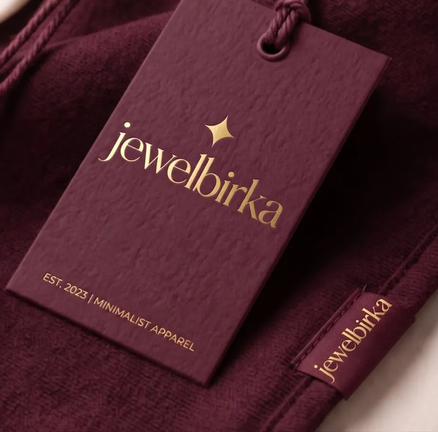 Бордова бірка jewelbirka з тисненням золотою фольгою