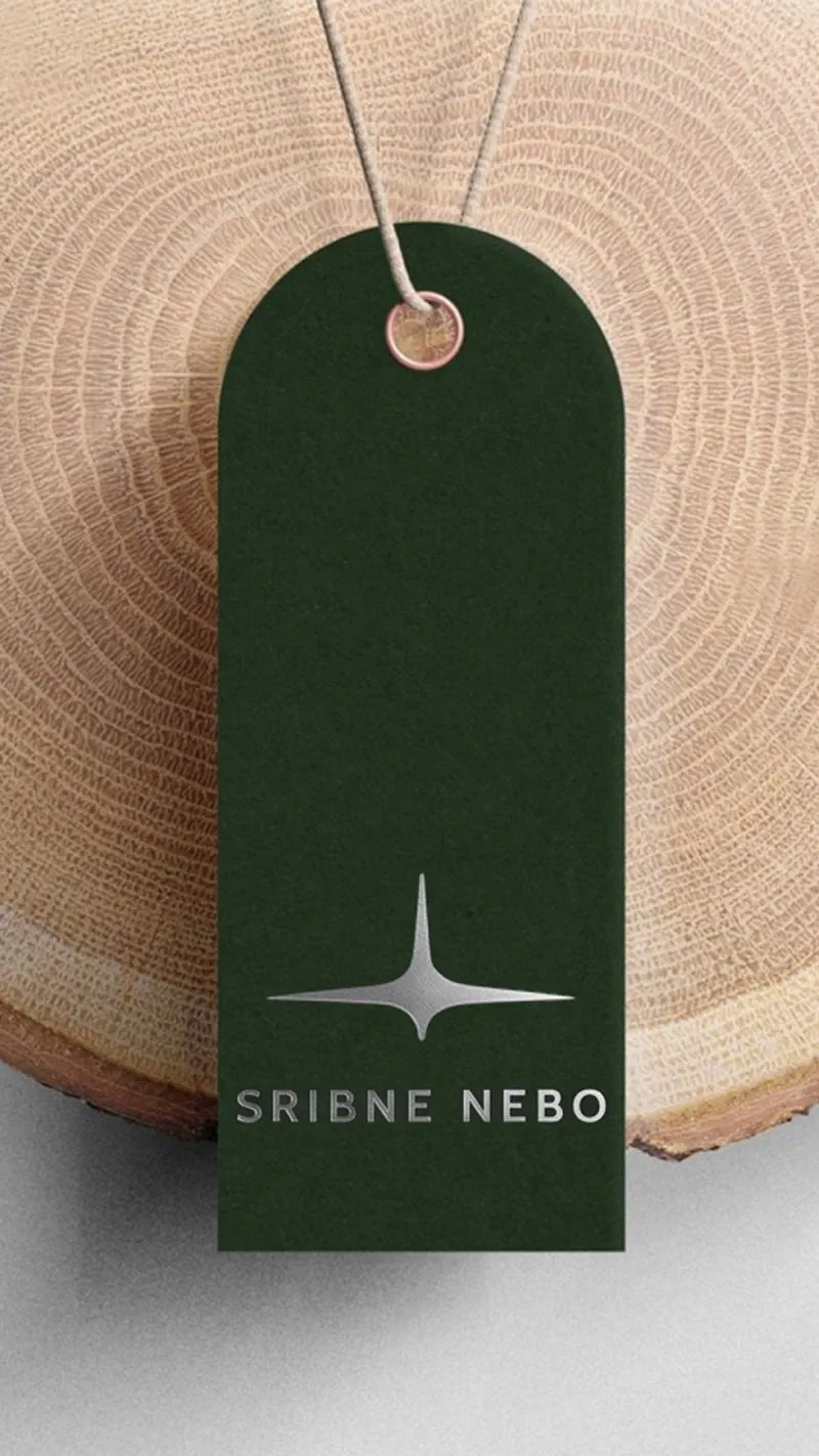 Зелена бірка-арка Sribne Nebo зі срібною фольгою